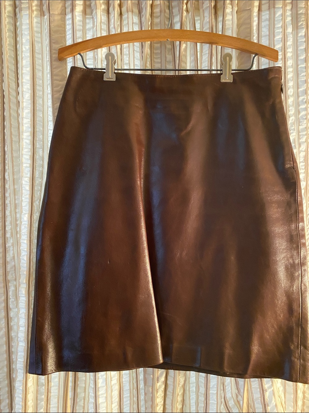 Finity Women's Cognac Brown Leather A-Line Skirt